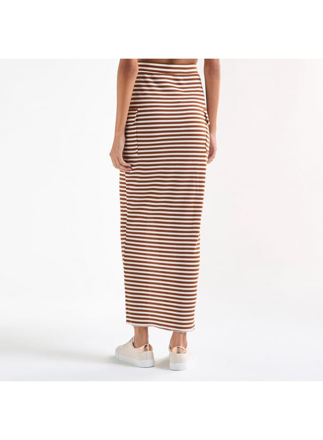 Splash FAV Striped Pencil Skirt with Pockets and Slit  - Image 3