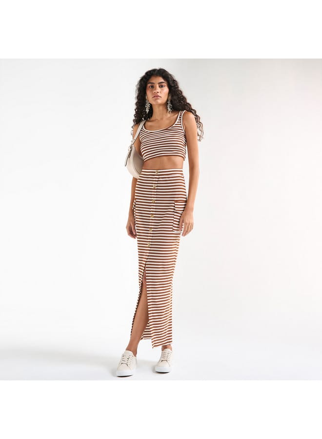 Splash FAV Striped Pencil Skirt with Pockets and Slit  - Image 2