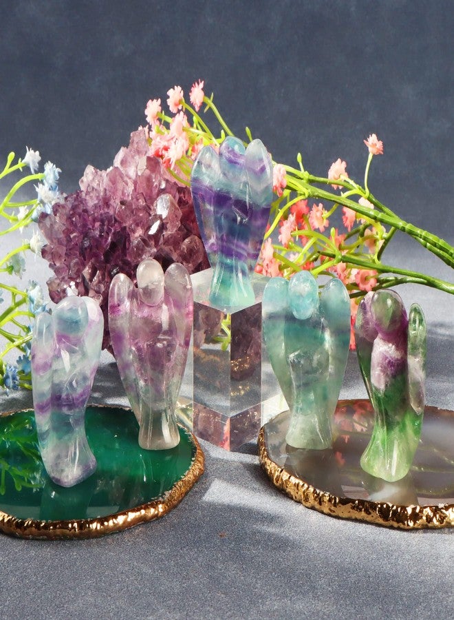 Artistone Rainbow Fluorite Guardian Angel Statue Healing Pocket Angel Stones Handcraft Gemstone Crystal Figurines with Gift Box 2inch - Image 5