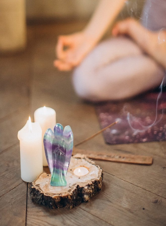 Artistone Rainbow Fluorite Guardian Angel Statue Healing Pocket Angel Stones Handcraft Gemstone Crystal Figurines with Gift Box 2inch - Image 4
