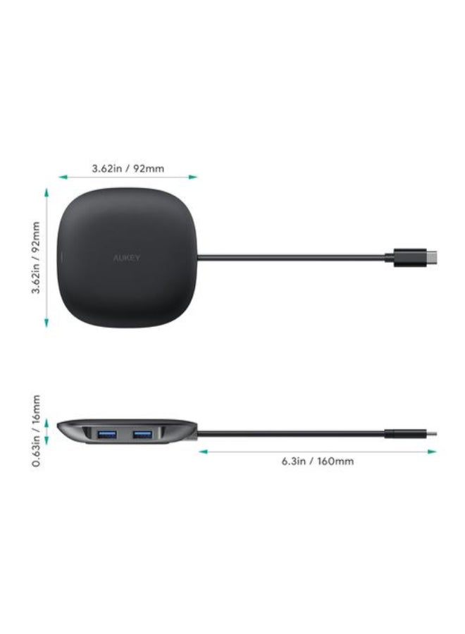 Aukey USB-C 5 in 1 Data Hub 100W PD With Wireless Charger,CB-C70 Black - Image 2