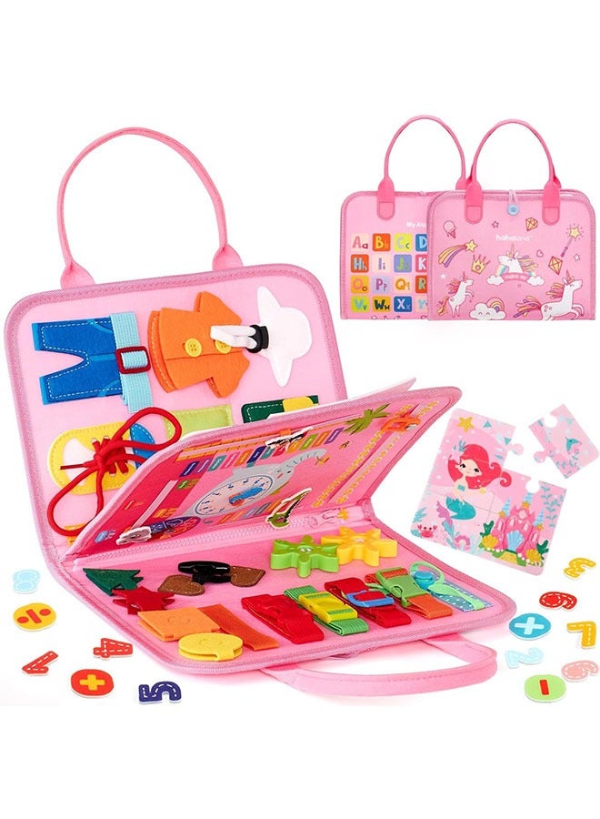 Busy Board for Toddler, Montessori Toys for Girls, Educational Sensory Activity Board Toy, Preschool Learning Busy Board for toddlers, Fine Motor Skills, Basic Dress Skills, Travel Toy for Kids  - Image 2