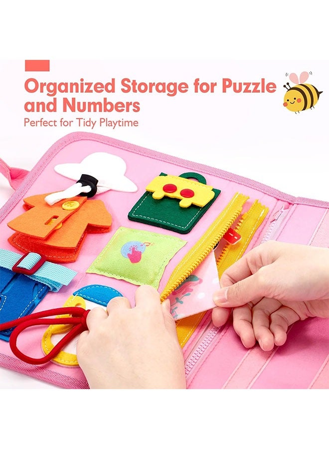 Busy Board for Toddler, Montessori Toys for Girls, Educational Sensory Activity Board Toy, Preschool Learning Busy Board for toddlers, Fine Motor Skills, Basic Dress Skills, Travel Toy for Kids  - Image 3
