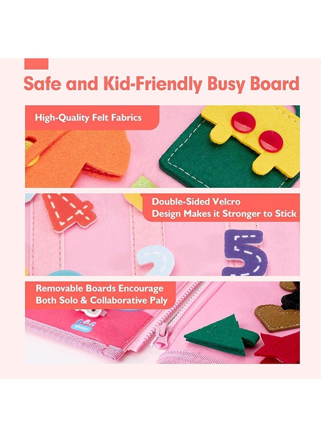 Busy Board for Toddler, Montessori Toys for Girls, Educational Sensory Activity Board Toy, Preschool Learning Busy Board for toddlers, Fine Motor Skills, Basic Dress Skills, Travel Toy for Kids  - Image 4