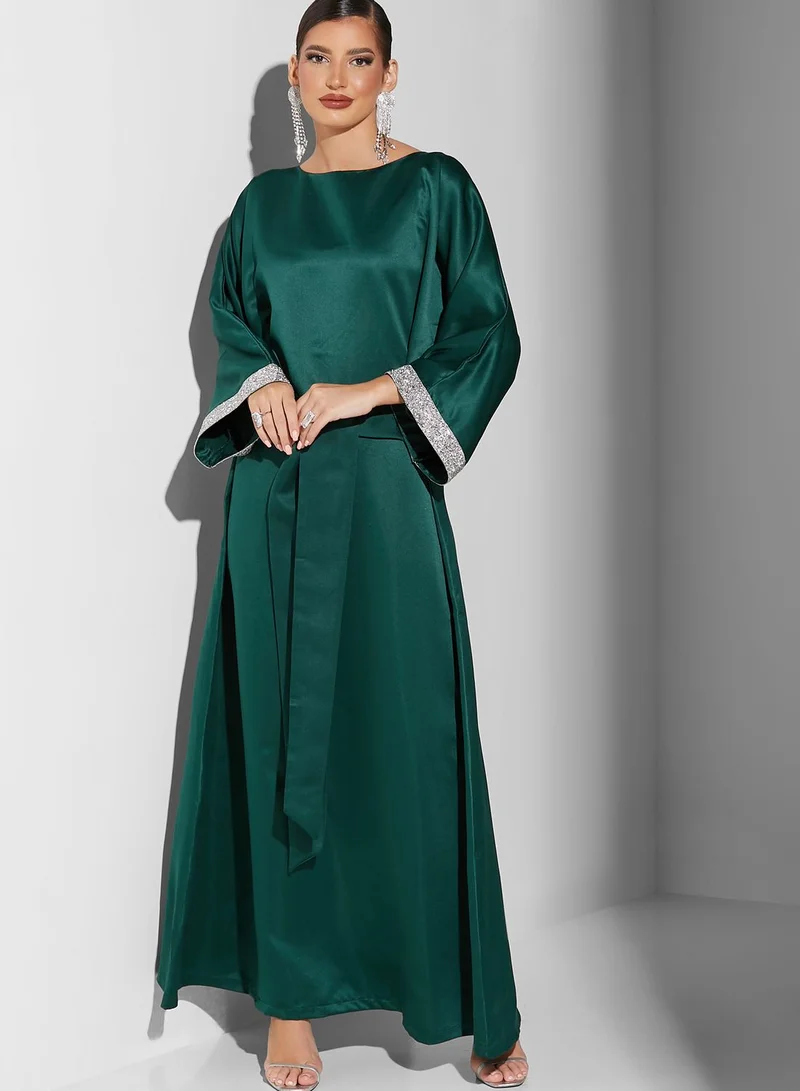 Golden Apple Tie Detail Cape Sleeve Dress