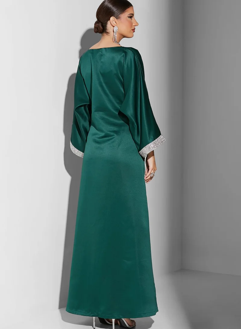 Golden Apple Tie Detail Cape Sleeve Dress