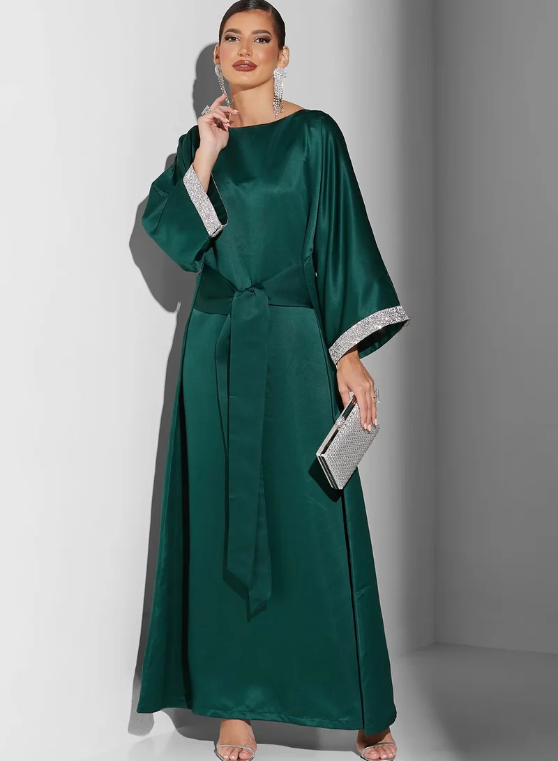 Golden Apple Tie Detail Cape Sleeve Dress