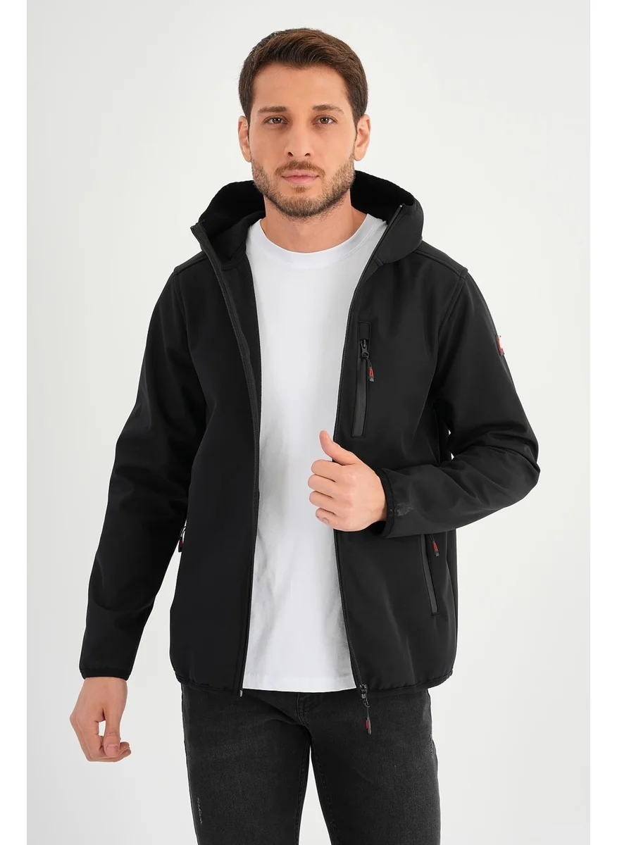 الكسندر جاردي Alexandergardı Zippered Fleece Lined Water Repellent Softshell Fabric Hooded Jacket (E24-MNT-01)
