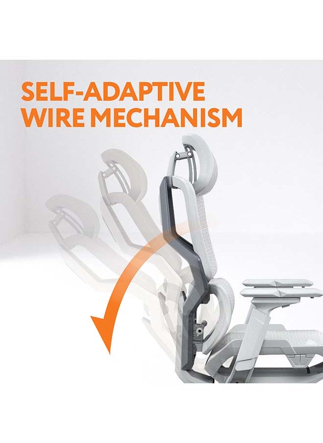 SkyLand Executive Computer Office Chair - Advanced Ergonomics, High-Back, Breathable Mesh - Adjustable Lumbar Support, Footrest, Headrest, Seat Depth, Foldable Armrests - Aluminum Swivel Base (Grey)  - Image 3
