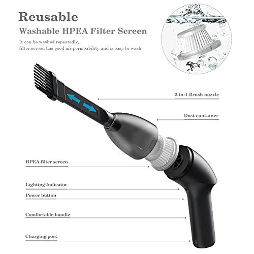 HONKYOB Mini Vacuum Cleaner-Rechargeable,Cordless,Desk Vacuum Cleaner for Dust,Hair,Crumbs,Car,Sewing Machine (H043) - Image 3