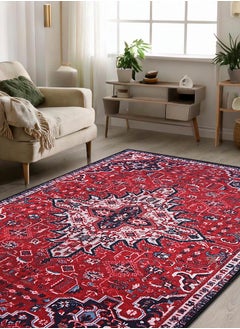 Status Contract 3D Printed Perfect Rugs for Living Area | Rug and for Bedroom |Rug for Dining Table Rug Floor with Anti Slip Backing, Kashmiri Red,121 X 182 Cm  - Image 1