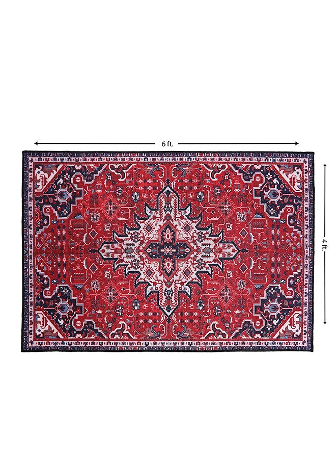 Status Contract 3D Printed Perfect Rugs for Living Area | Rug and for Bedroom |Rug for Dining Table Rug Floor with Anti Slip Backing, Kashmiri Red,121 X 182 Cm  - Image 5
