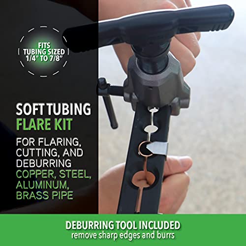 Hilmor 1937685 Orbital Flare Kit with 1/8" to 1-3/8" Tubing Cutter, Pen Style Deburring Tool and Storage Case, Black/Green, - Image 5