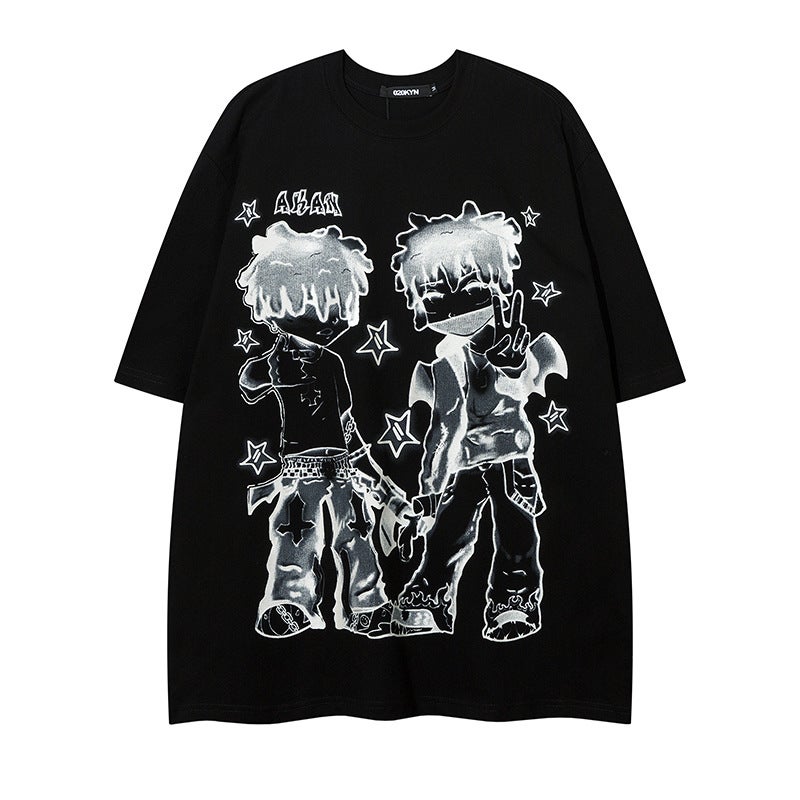 YPRS Men's 2023 New European and American Style Hip Hop High Street Pink Fried Street ins Short Sleeve T-Shirt for Men and Women Guangzhou Fashion Brand - Image 3