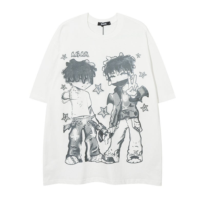 YPRS Men's 2023 New European and American Style Hip Hop High Street Pink Fried Street ins Short Sleeve T-Shirt for Men and Women Guangzhou Fashion Brand - Image 4