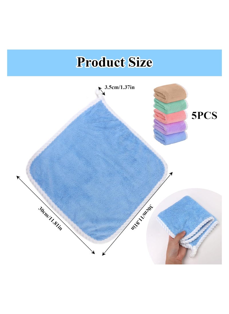 SYOSI Baby Flannel Wash Face Cloths, 5 Pack Reusable Muslin Cloths for Baby, Super Soft and Gentle on Skin, for Babies and Adults Wipeing and Well Great Face Wash Remove Makeup Remove Dirt 30 * 30cm  - Image 4