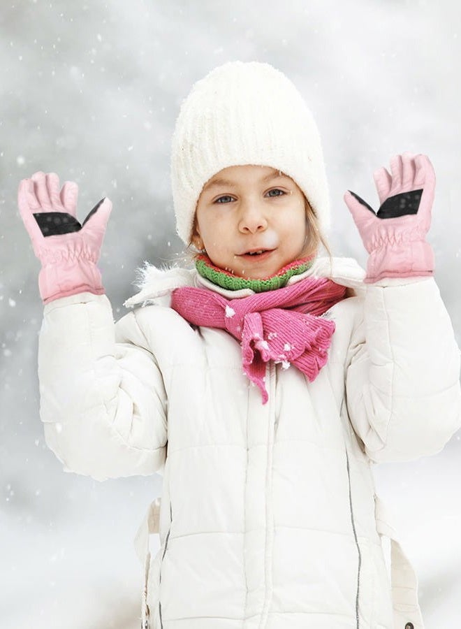 Geyoga 2 Pairs Kids Ski Gloves Waterproof Winter Mittens Warm Full Finger Gloves Snow Gloves for Children (Pink and Light Purple,3-6 Years) - Image 2