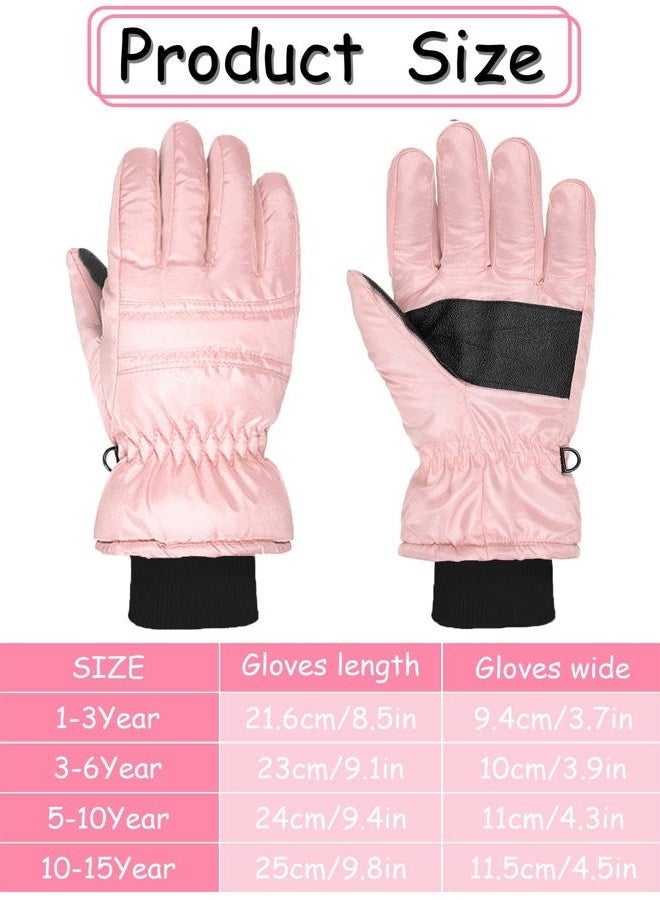 Geyoga 2 Pairs Kids Ski Gloves Waterproof Winter Mittens Warm Full Finger Gloves Snow Gloves for Children (Pink and Light Purple,3-6 Years) - Image 3