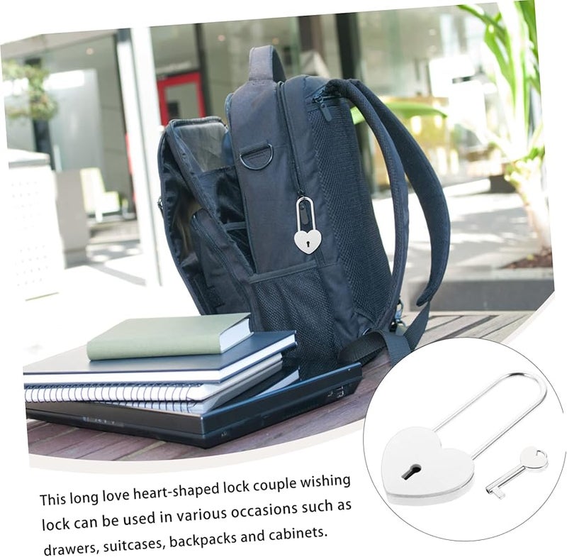 White Heart Shaped Padlock for Wedding Gifts Rustproof Diary Lock - Image 3