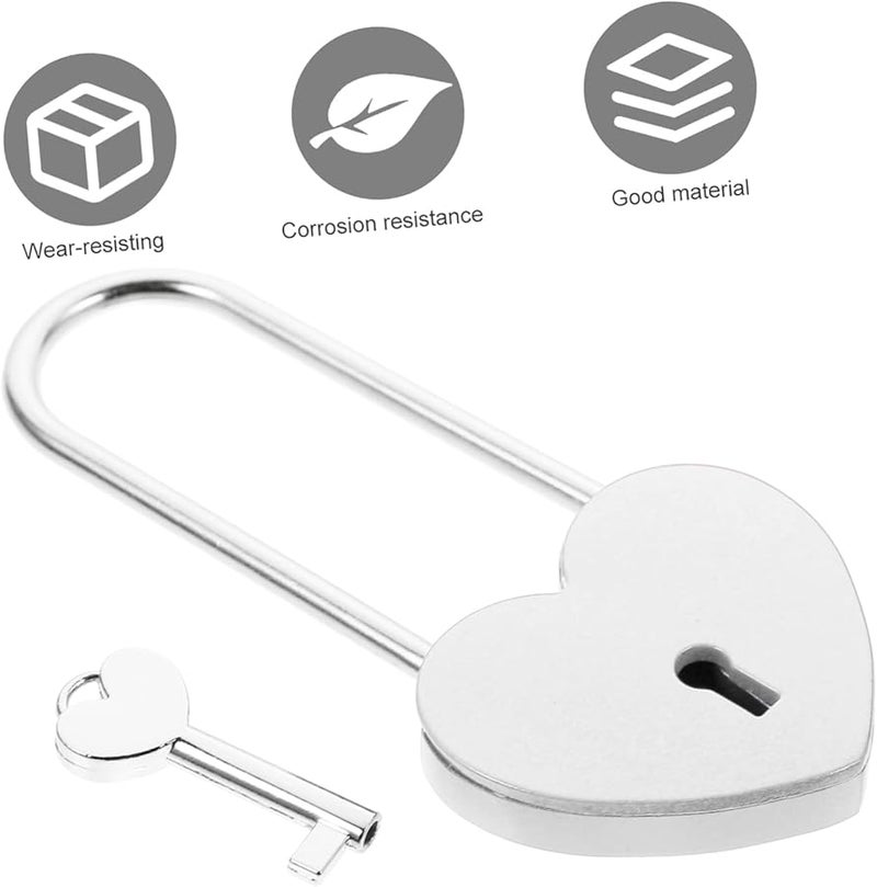 White Heart Shaped Padlock for Wedding Gifts Rustproof Diary Lock - Image 4