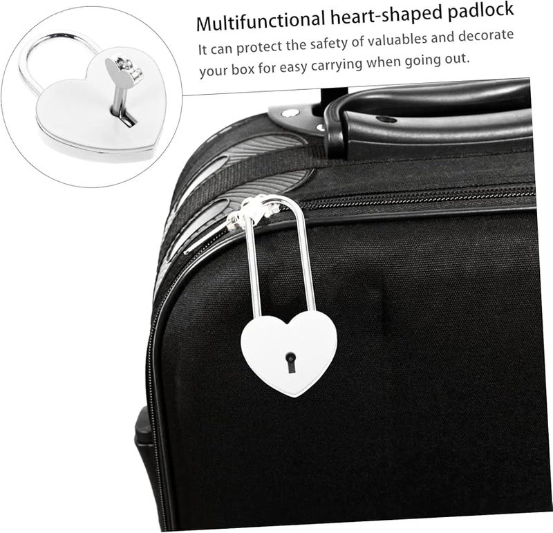 White Heart Shaped Padlock for Wedding Gifts Rustproof Diary Lock - Image 5