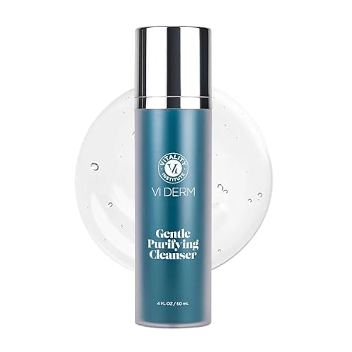 VI DERM Gentle Purifying Cleanser – Hydrating Water-Based Face Wash for Women & Men – Gentle Moisturizing Facial Cleanser with Aloe Vera, Vitamin E & Willow Bark Extract – Fragrance Free, 4 Fl Oz - Image 1