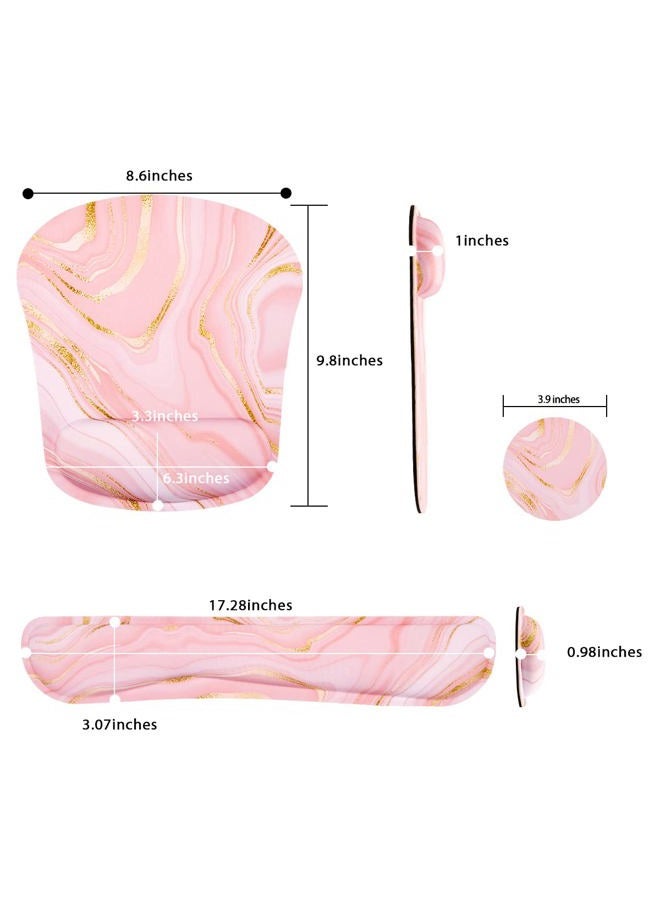 Yunoble Memory Foam Ergonomic Keyboard Wrist Rest Pad and Mouse Wrist Rest Support Mouse Pad Set with Non-Slip Rubber Base Set for Office Gaming Easy Typing & Pain Relief-Pink Marble - Image 5
