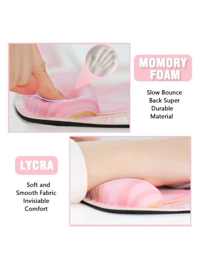 Yunoble Memory Foam Ergonomic Keyboard Wrist Rest Pad and Mouse Wrist Rest Support Mouse Pad Set with Non-Slip Rubber Base Set for Office Gaming Easy Typing & Pain Relief-Pink Marble - Image 3