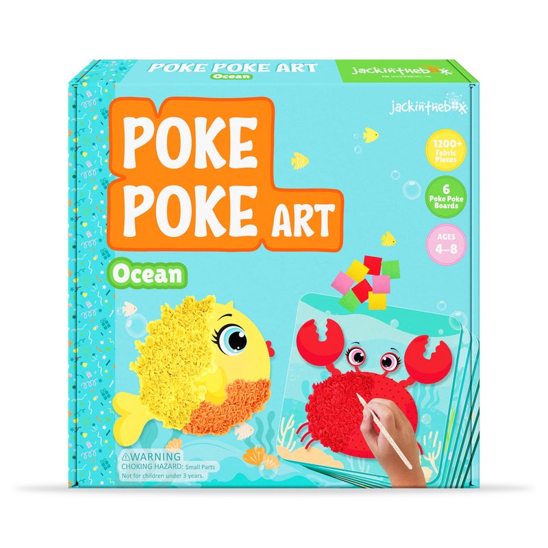 Jackinthebox Poke Poke Art - Ocean Animals Like Crab  Turtle  Clownfish  Sea Horse  Jellyfish  Pufferfish  Mess-Free Sewing Art For Kids  Great Gift For Girls And Boys Ages 4 5 6 7 8 - Image 1