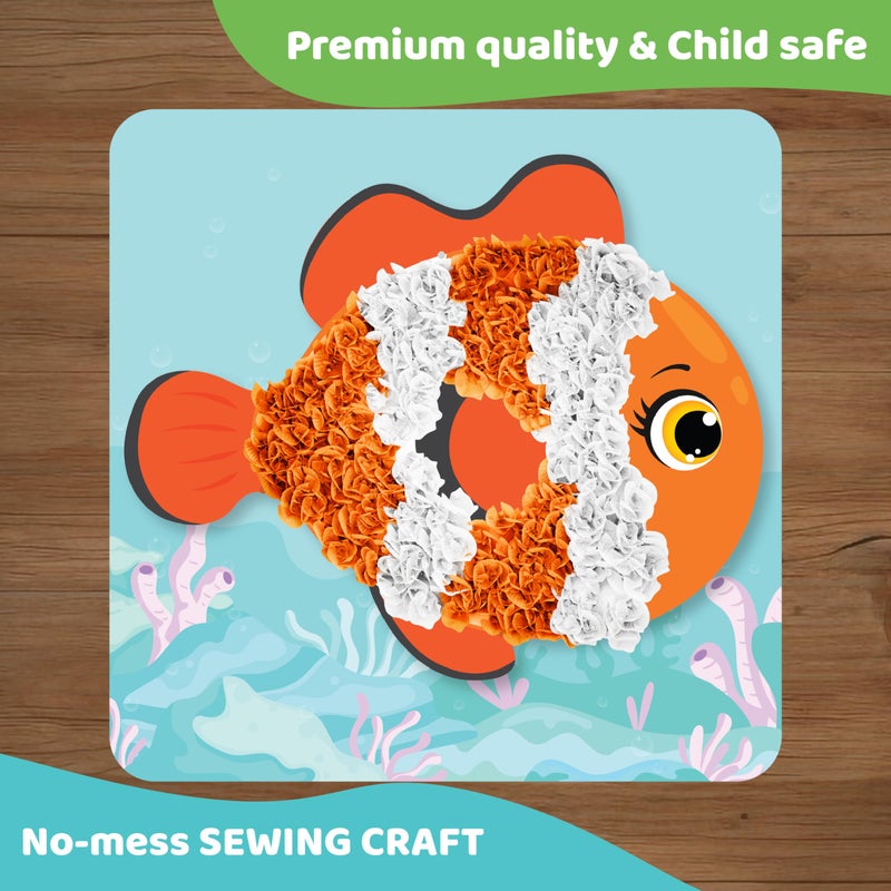 Jackinthebox Poke Poke Art - Ocean Animals Like Crab  Turtle  Clownfish  Sea Horse  Jellyfish  Pufferfish  Mess-Free Sewing Art For Kids  Great Gift For Girls And Boys Ages 4 5 6 7 8 - Image 3
