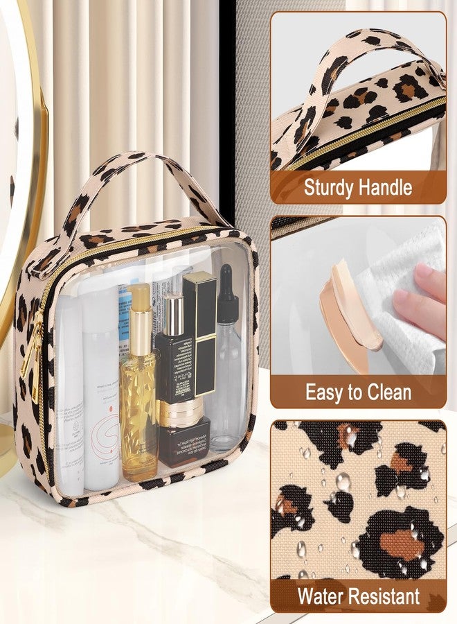 Wedama TSA Approved Toiletry Bag, 3 Pack Clear Makeup Bags with Handles, Quart Size PVC Clear Cosmetic Bags for Women and Men, Carry on Airport Airline Compliant Bag, Leopard Print - Image 5