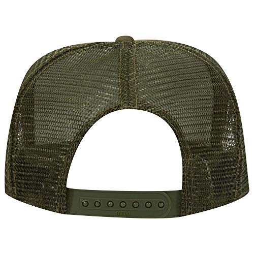 OTTO Polyester Foam Front 5 Panel High Crown Mesh Back Trucker Hat - Ol. Green - Image 3