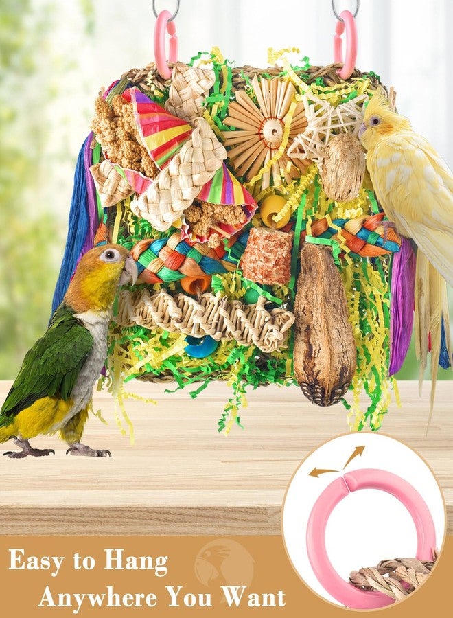 ERKOON Bird Toys, Parrot Toys Foraging Swing Mat Parrot Cage Hanging Toys Birds Grass Mat Climbing Wall with Seagrass, Birds Cage Accessories (Green) - Image 5