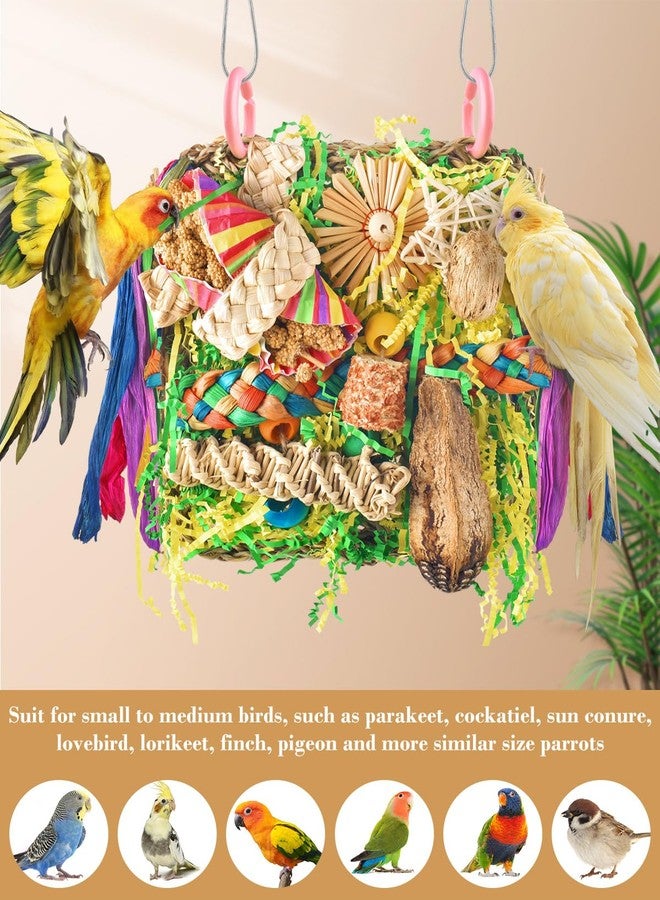 ERKOON Bird Toys, Parrot Toys Foraging Swing Mat Parrot Cage Hanging Toys Birds Grass Mat Climbing Wall with Seagrass, Birds Cage Accessories (Green) - Image 4