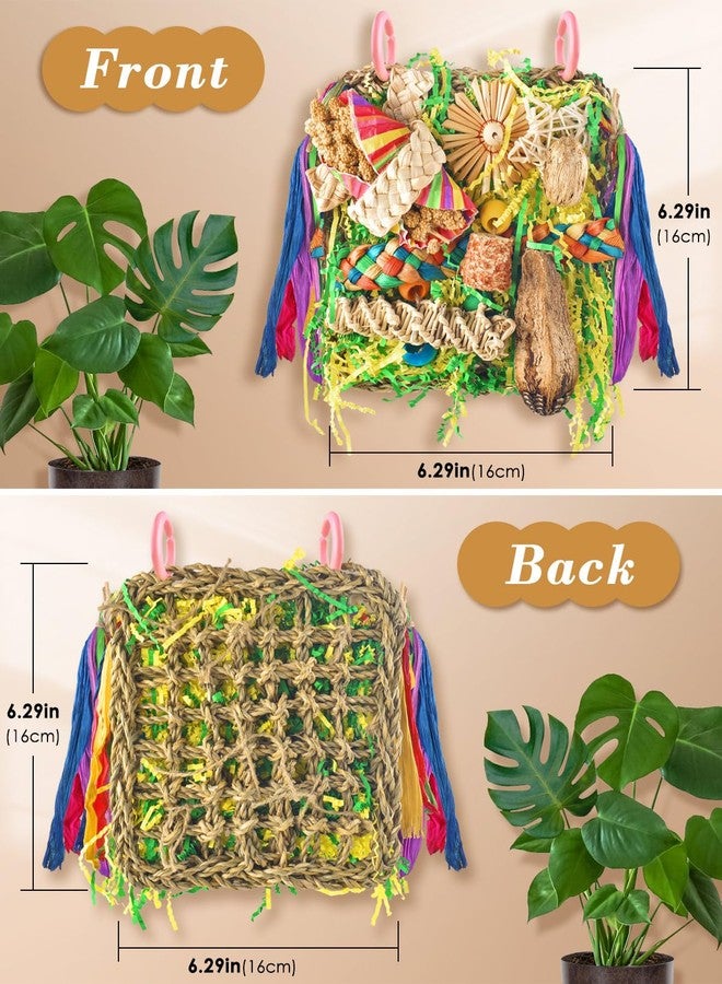 ERKOON Bird Toys, Parrot Toys Foraging Swing Mat Parrot Cage Hanging Toys Birds Grass Mat Climbing Wall with Seagrass, Birds Cage Accessories (Green) - Image 2