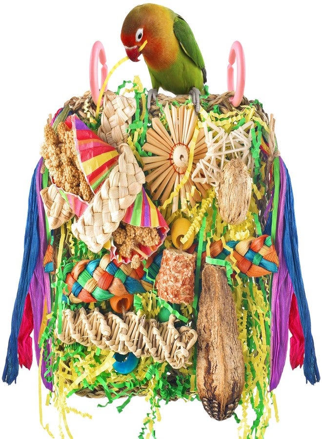 ERKOON Bird Toys, Parrot Toys Foraging Swing Mat Parrot Cage Hanging Toys Birds Grass Mat Climbing Wall with Seagrass, Birds Cage Accessories (Green) - Image 1