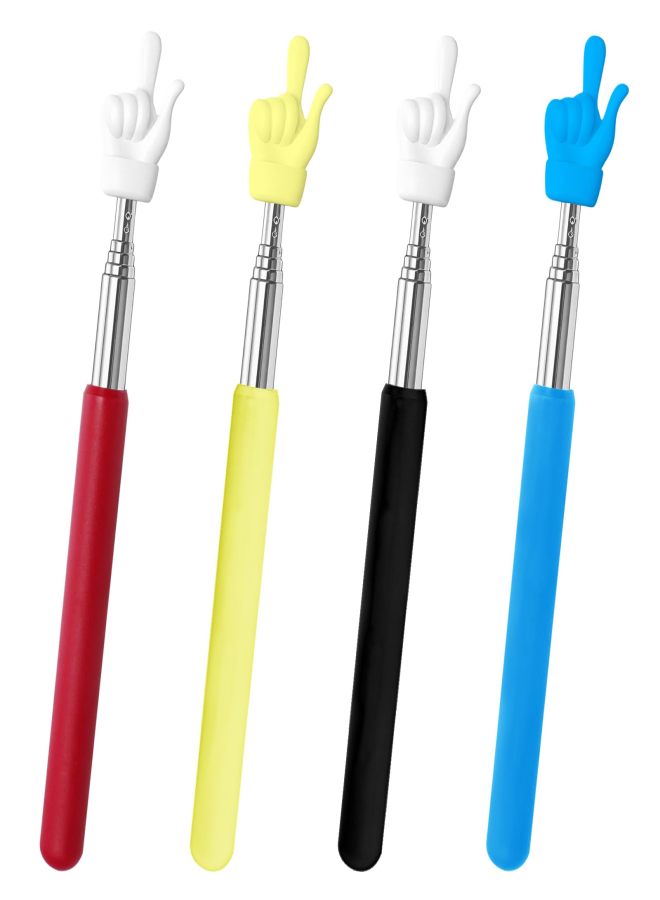 4Pcs Retractable Finger Pens, Mini Extendable Sticks, Teaching Pointer Sticks, Classroom Supplies, Red Yellow Black Blue - Image 1