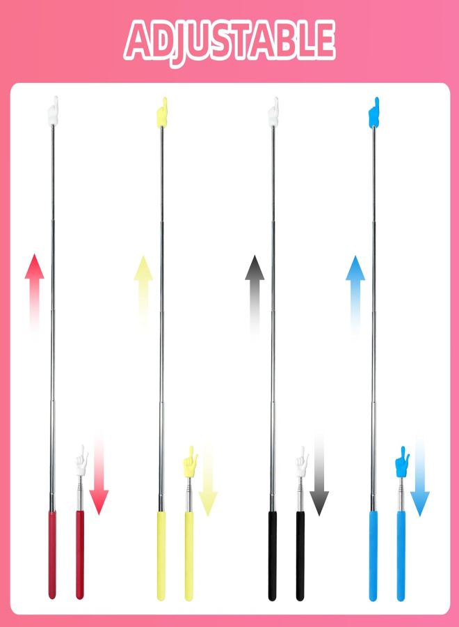 4Pcs Retractable Finger Pens, Mini Extendable Sticks, Teaching Pointer Sticks, Classroom Supplies, Red Yellow Black Blue - Image 3