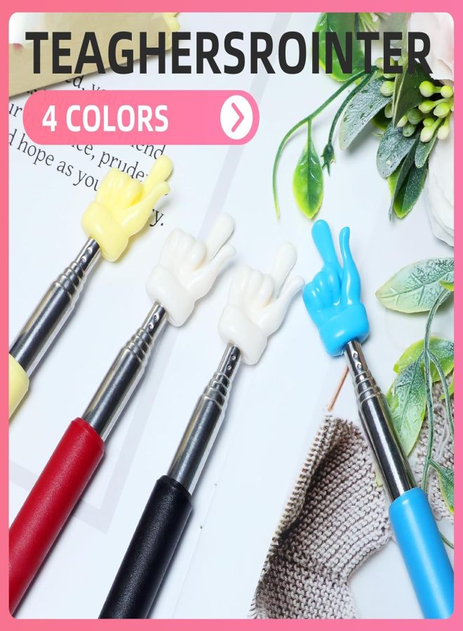 4Pcs Retractable Finger Pens, Mini Extendable Sticks, Teaching Pointer Sticks, Classroom Supplies, Red Yellow Black Blue - Image 4