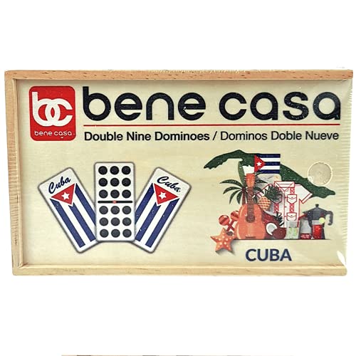 Bene Casa - Cuban Flag Double Nines Dominoes Set - 2-10 Players - Wooden Box with 55 Dominos - Image 1
