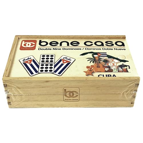 Bene Casa - Cuban Flag Double Nines Dominoes Set - 2-10 Players - Wooden Box with 55 Dominos - Image 2