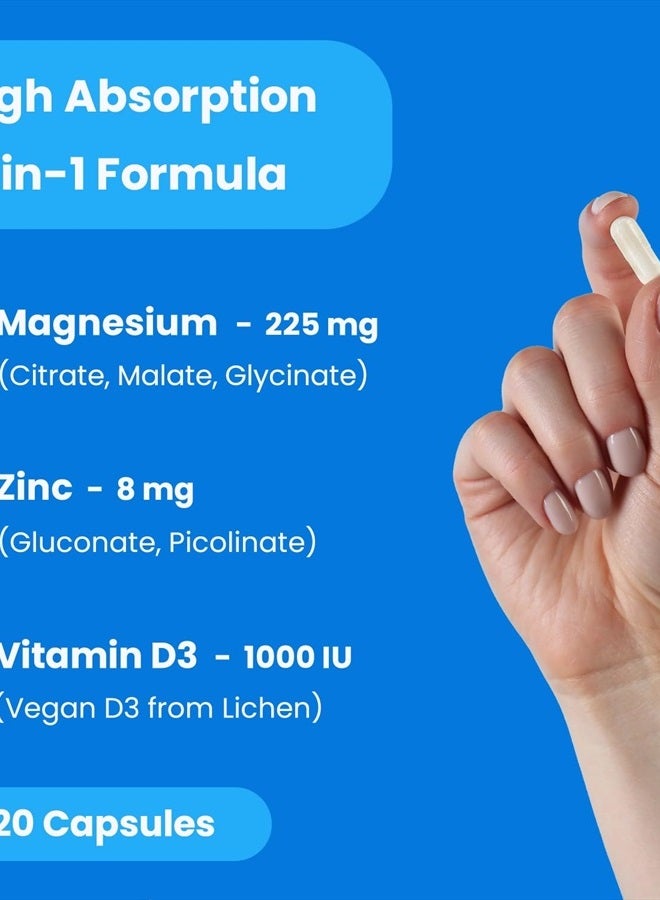 NutraChamps Magnesium Zinc & Vitamin D3 Supplement - Most Bioavailable Forms; Magnesium Glycinate, Malate, Citrate - Bone, Muscle & Heart Health, Immune Support - 120 Vegan Capsules - Image 3
