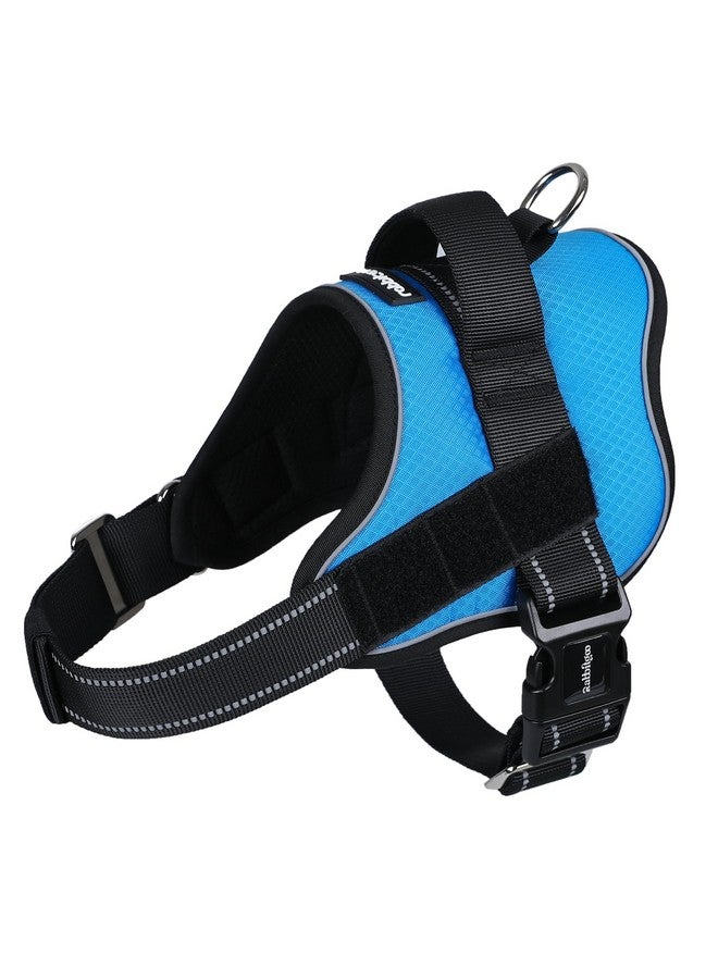 رابيتجو تسخير الكلاب من rabbitgoo متوسط الحجم، سهل الارتداء، سترة للحيوانات الأليفة مزودة بإبزيم واحد، تسخير خدمة قابل للتعديل بدون سحب مع حلقة على شكل حرف D ومقبض، عاكس للمشي الآمن والتدريب، أزرق، متوسط - Image 1