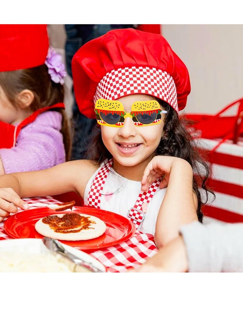 Party Sunglasses Pizza Party Supplies Glasses 4 Pairs Funny Beach Sunglasses Popcorn Hamburger Pizza Hot dog Modeling Funny Eyewear for Birthday Movie Bachelorette and Beach Parties - Image 4