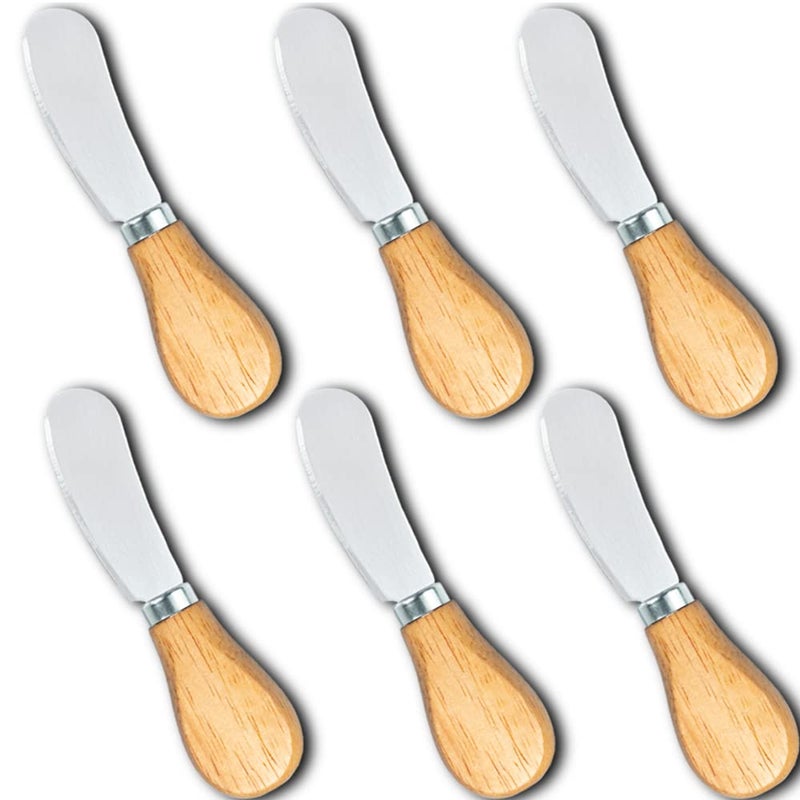 Yeeper Little Cheese Spreader Knives Wooden Handle 5 inch Stainless Steel Cocktail Knives Spreaders for Condimets Cheese Butter Charcuterie Board Accessories