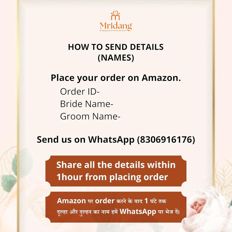 Mridang Designer Floral Theme with Heart Name ring platter for ring ceremonyCustomizable Name and Ceremony DateAnniversaryEngagementWedding Ring PlatterMarriage Decor - Image 2