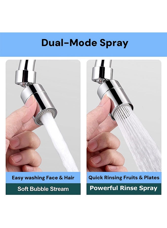 AGREON Rotating Faucet Aerator, 360° Swivel Faucet Extender with Dual-Function Spray & 6 Universal Adapters, Leak-Proof Faucet Head Sprayer Attachment for Kitchen/Bathroom, Chrome - Image 3