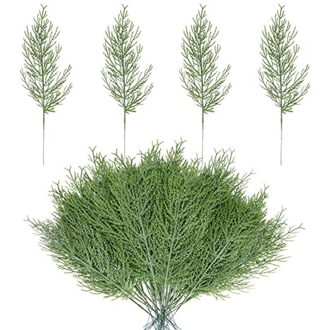 Alpurple 25 PCS Artificial Pine Branches-13.7 Inches Fake Greenery Plants Pine Sprigs-Faux Pine Leaves Picks for DIY Garland Crafts Christmas Embellishing and Home Garden Decoration (25PCS) - Image 4