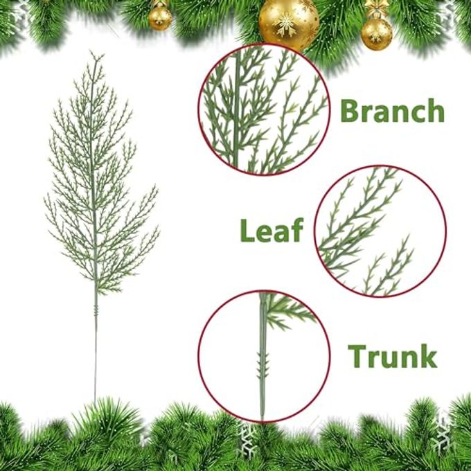 Alpurple 25 PCS Artificial Pine Branches-13.7 Inches Fake Greenery Plants Pine Sprigs-Faux Pine Leaves Picks for DIY Garland Crafts Christmas Embellishing and Home Garden Decoration (25PCS) - Image 3