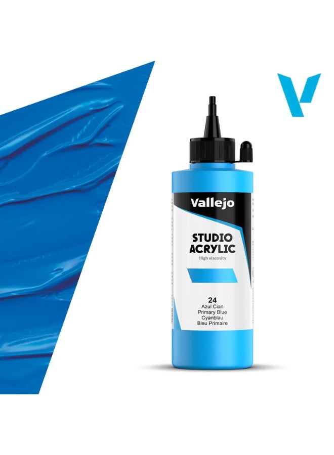 فاليجو طلاء أكريليك للفنانين 24 أزرق أساسي 200 مل - درجة الاستوديو، مقاوم للضوء وغير سام
